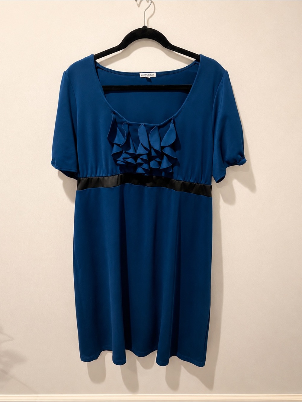 Kiyonna Teal Blue Ruffle Empire Waist Cocktail Dress 1